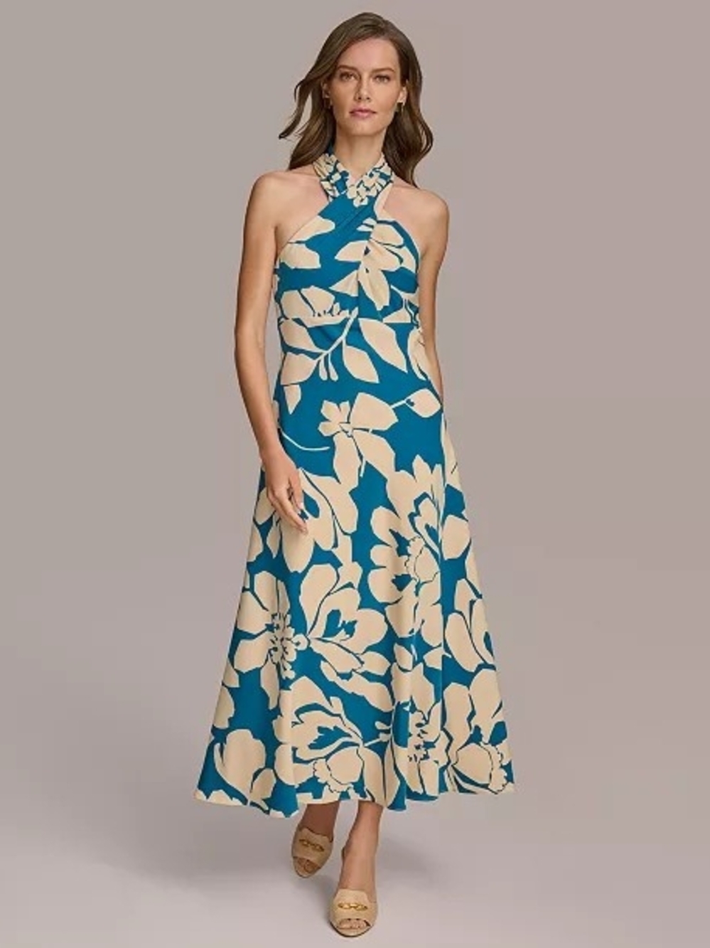 Donna Karan New York Floral Print Halter Maxi Dress